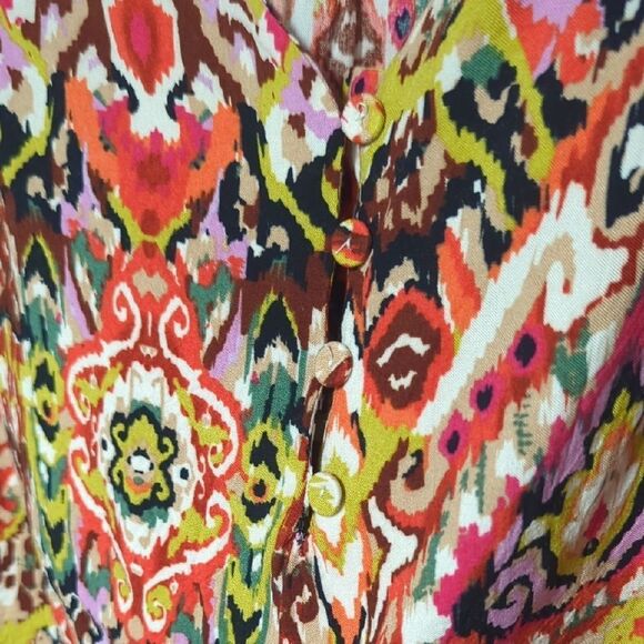 Christian Siriano Pink and Orange Graphic Cap Sleeve Blouse - Picture 3 of 5